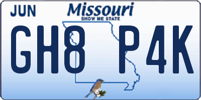 MO license plate GH8P4K