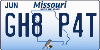 MO license plate GH8P4T