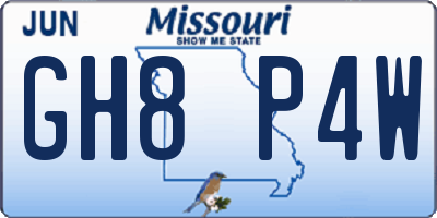 MO license plate GH8P4W