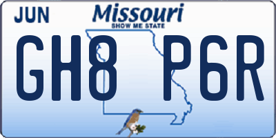 MO license plate GH8P6R