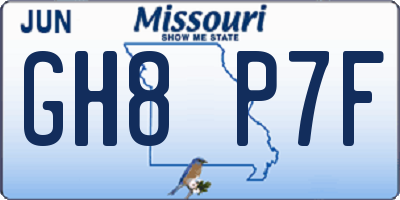 MO license plate GH8P7F