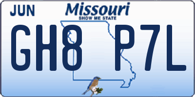 MO license plate GH8P7L
