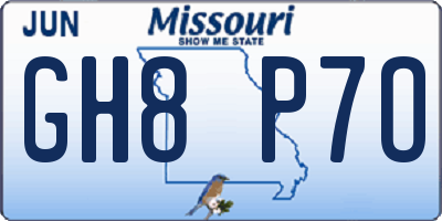MO license plate GH8P7O