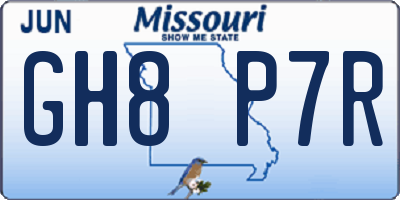 MO license plate GH8P7R