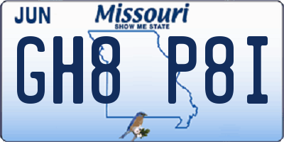 MO license plate GH8P8I