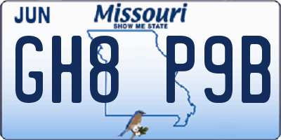 MO license plate GH8P9B