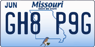 MO license plate GH8P9G