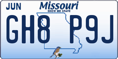 MO license plate GH8P9J
