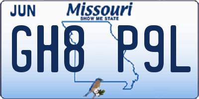 MO license plate GH8P9L