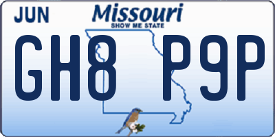 MO license plate GH8P9P