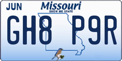 MO license plate GH8P9R