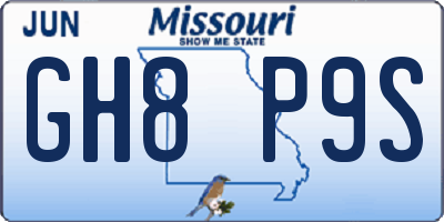 MO license plate GH8P9S