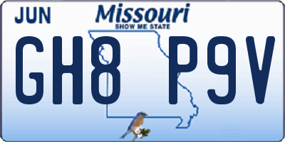 MO license plate GH8P9V