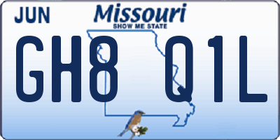 MO license plate GH8Q1L