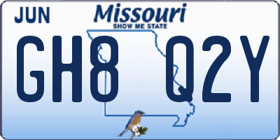 MO license plate GH8Q2Y