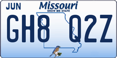 MO license plate GH8Q2Z