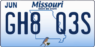MO license plate GH8Q3S