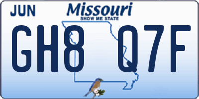 MO license plate GH8Q7F