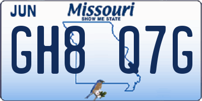 MO license plate GH8Q7G