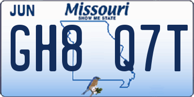 MO license plate GH8Q7T