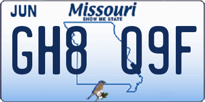 MO license plate GH8Q9F
