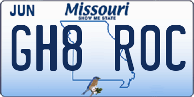 MO license plate GH8R0C