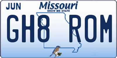 MO license plate GH8R0M