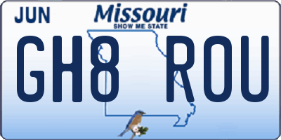 MO license plate GH8R0U