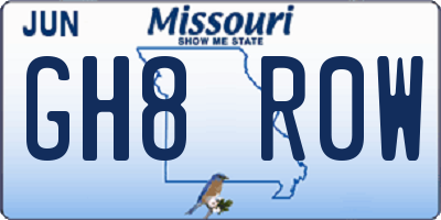 MO license plate GH8R0W