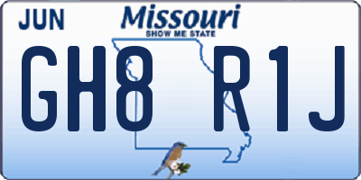 MO license plate GH8R1J