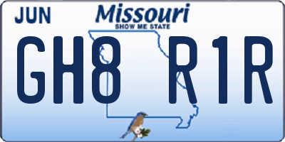 MO license plate GH8R1R