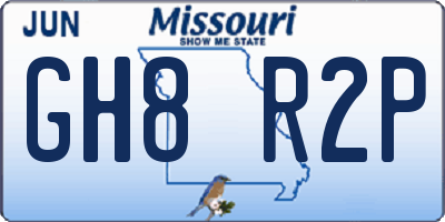 MO license plate GH8R2P
