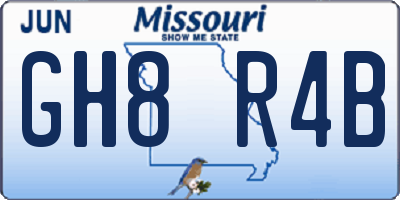 MO license plate GH8R4B