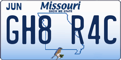 MO license plate GH8R4C