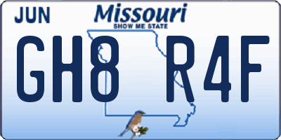 MO license plate GH8R4F