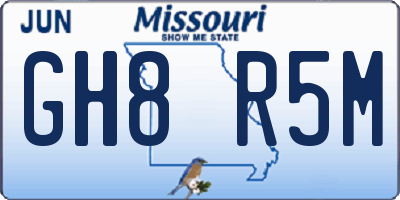MO license plate GH8R5M