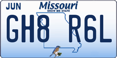 MO license plate GH8R6L