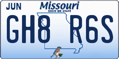 MO license plate GH8R6S