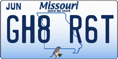 MO license plate GH8R6T