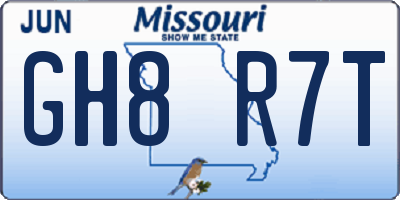MO license plate GH8R7T