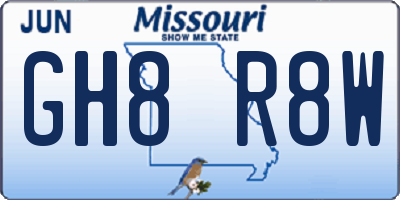 MO license plate GH8R8W