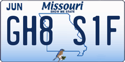 MO license plate GH8S1F
