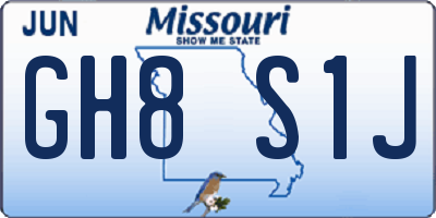 MO license plate GH8S1J