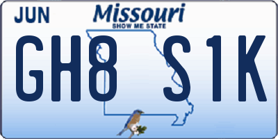 MO license plate GH8S1K