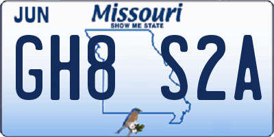 MO license plate GH8S2A