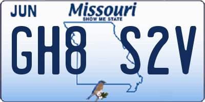 MO license plate GH8S2V