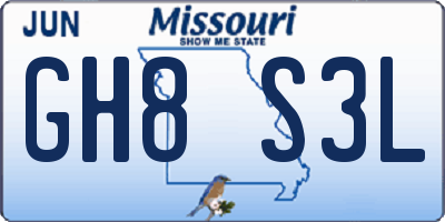 MO license plate GH8S3L