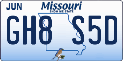MO license plate GH8S5D