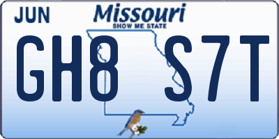 MO license plate GH8S7T