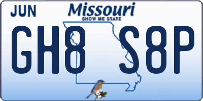 MO license plate GH8S8P